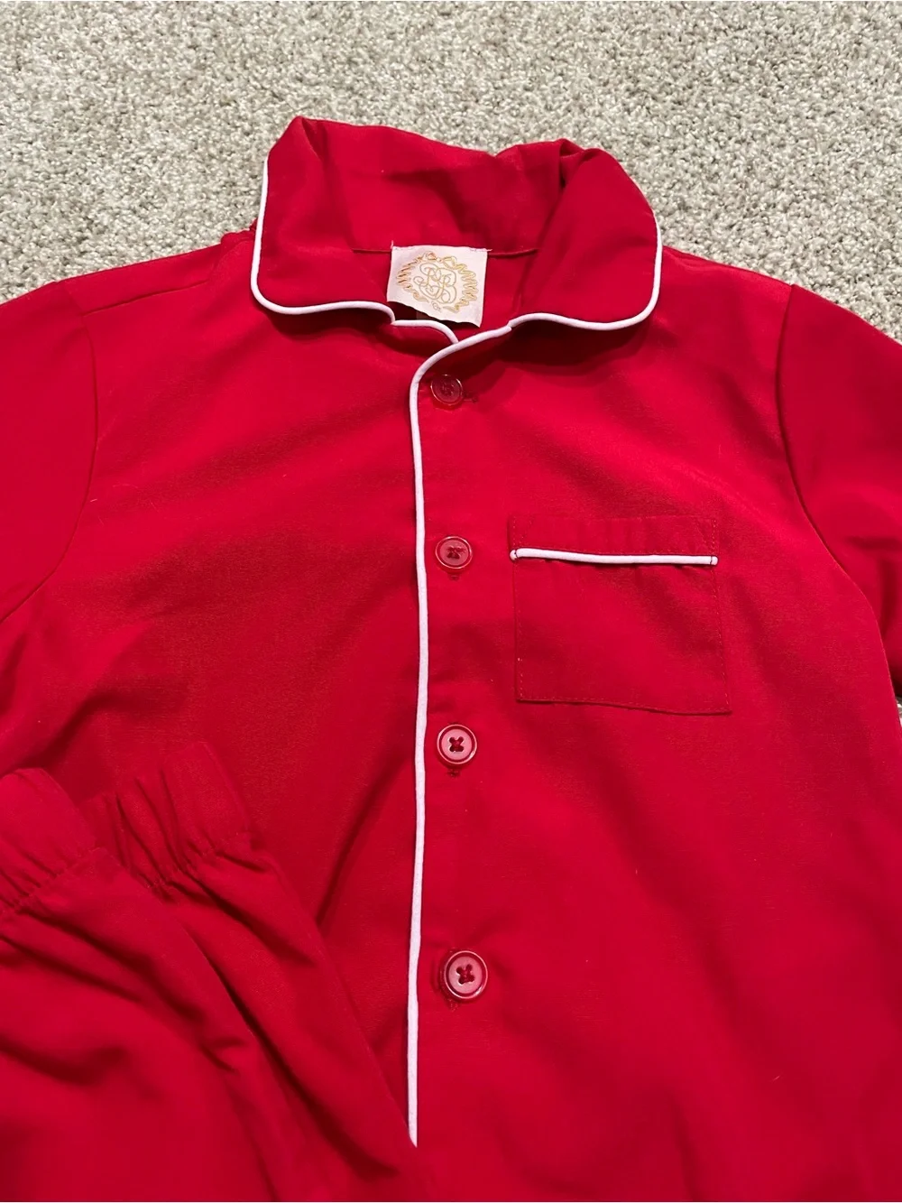 The Beaufort Bonnet Company Red Kids Pajama Set with White Trim